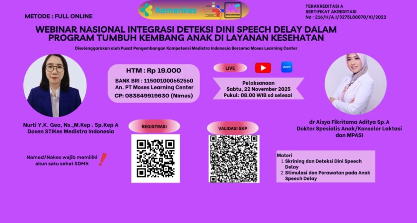 Webinar Nasional Integrasi Deteksi Dini Speech Delay dalam Program Tumbuh Kembang Anak di Layanan Kesehatan Angkatan 1