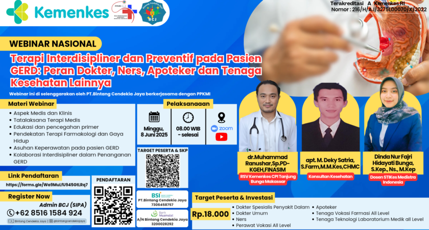 Webinar Terapi Interdisipliner Dan Preventif Pada Pasien Gerd: Peran Dokter, Ners, Apoteker Dan Tenaga Kesehatan Lainnya Angkatan 1