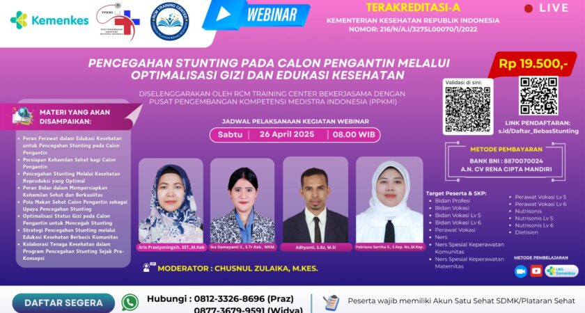 Webinar Pencegahan Stunting pada Calon Pengantin melalui Optimalisasi Gizi dan Edukasi Kesehatan Angkatan 1