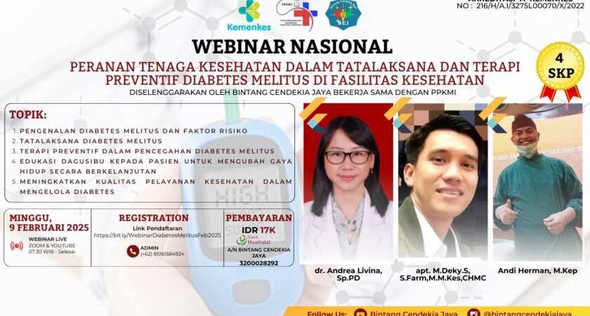 Webinar Peranan Tenaga Kesehatan dalam Tatalaksana dan Terapi Preventif Diabetes Melitus di Fasilitas Kesehatan