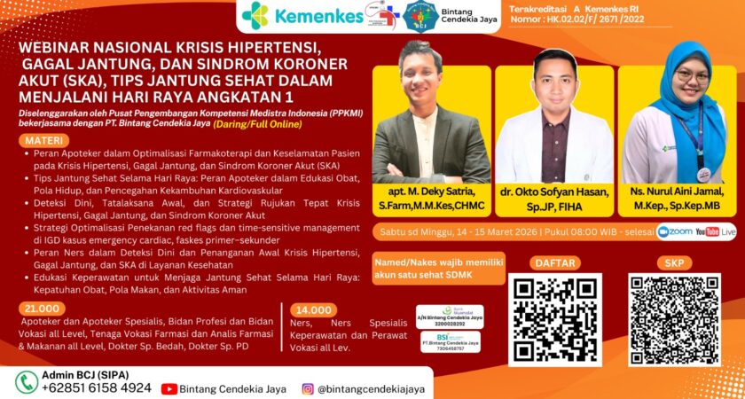 Webinar Nasional Krisis Hipertensi, Gagal Jantung, Dan Sindrom Koroner Akut (SKA), Tips Jantung Sehat Dalam Menjalani Hari Raya Angkatan 1