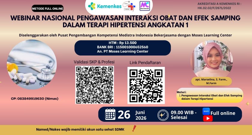 Webinar Nasional Pengawasan Interaksi Obat dan Efek Samping dalam Terapi Hipertensi